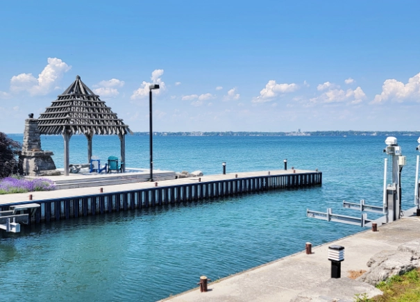 Waterside featuring a docking area and gazebo